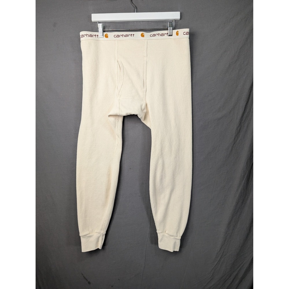 Carhartt Mens K57 Thermal Base Layer Bottoms Cream XL Made in USA